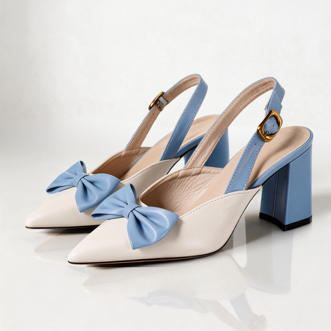 Solenna Bow Block Heels