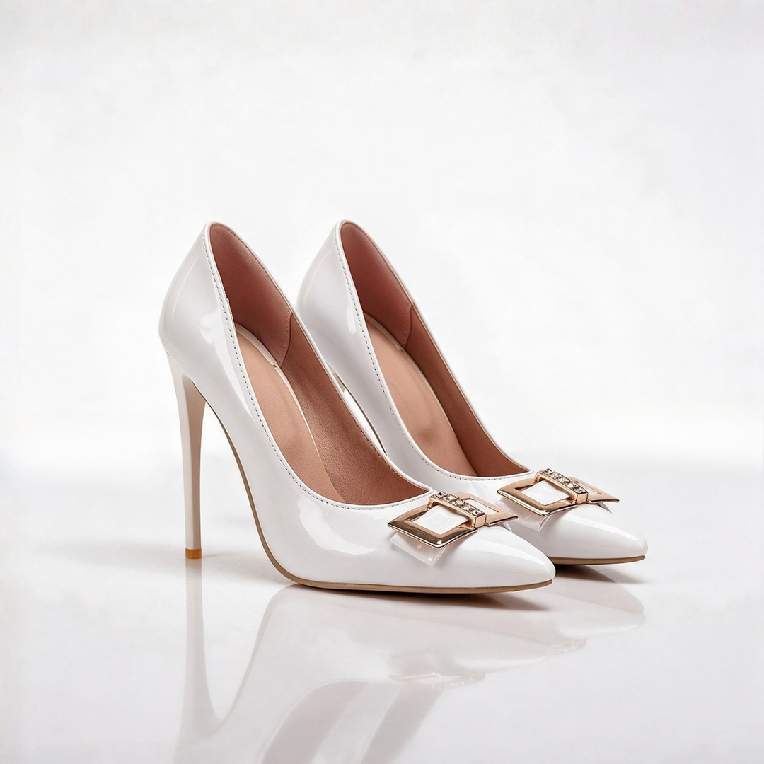 Lustrine Buckle Heels