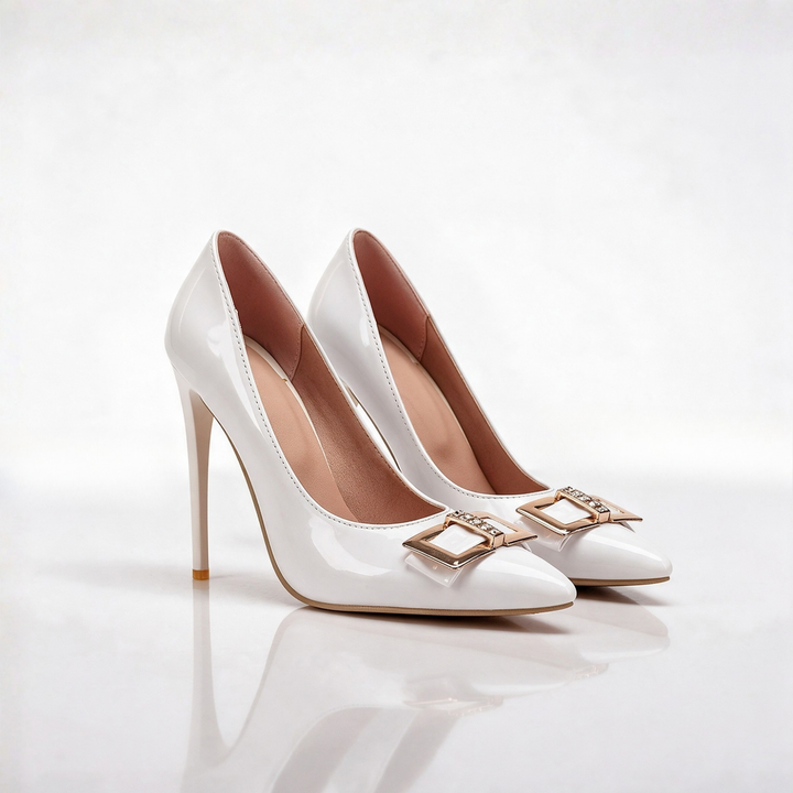 Lustrine Buckle Heels