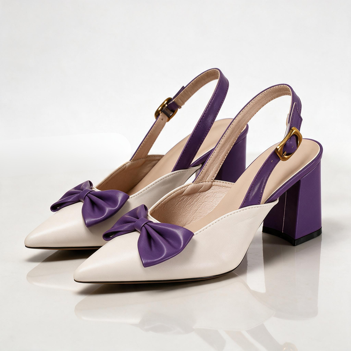 Solenna Bow Block Heels