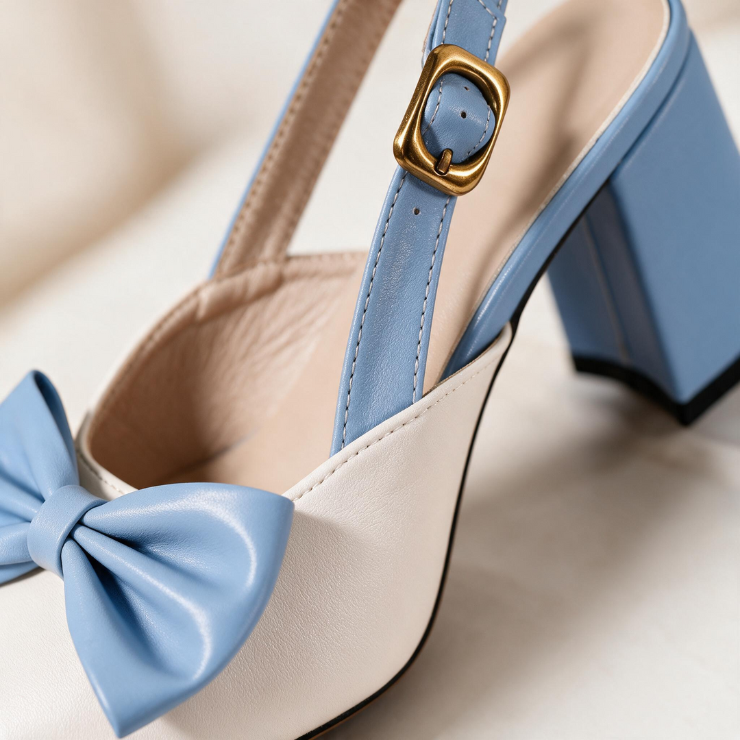 Solenna Bow Block Heels
