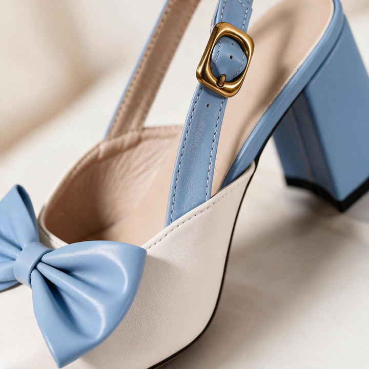 Solenna Bow Block Heels