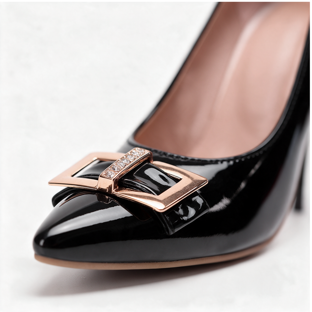 Lustrine Buckle Heels